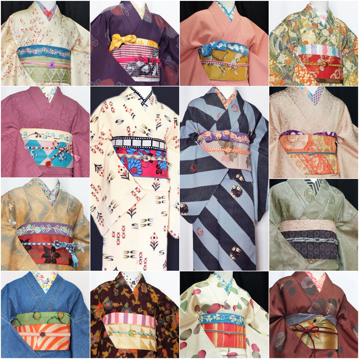 正絹　銘仙袷　紬　えんじ×青紫色葉模様 紫銘仙 | 和布 まつだ